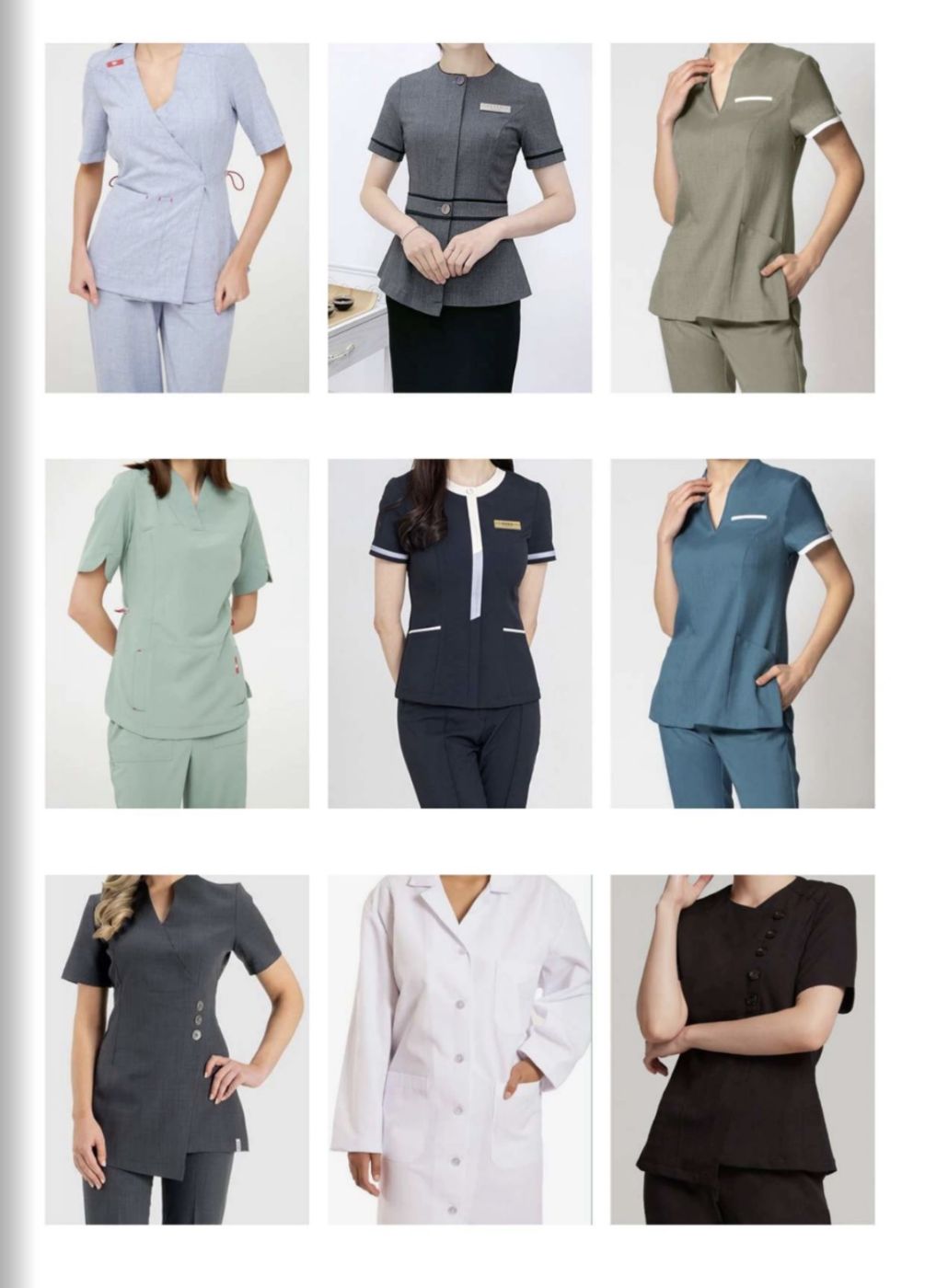 Clinic scrub sets and tunics in several colours