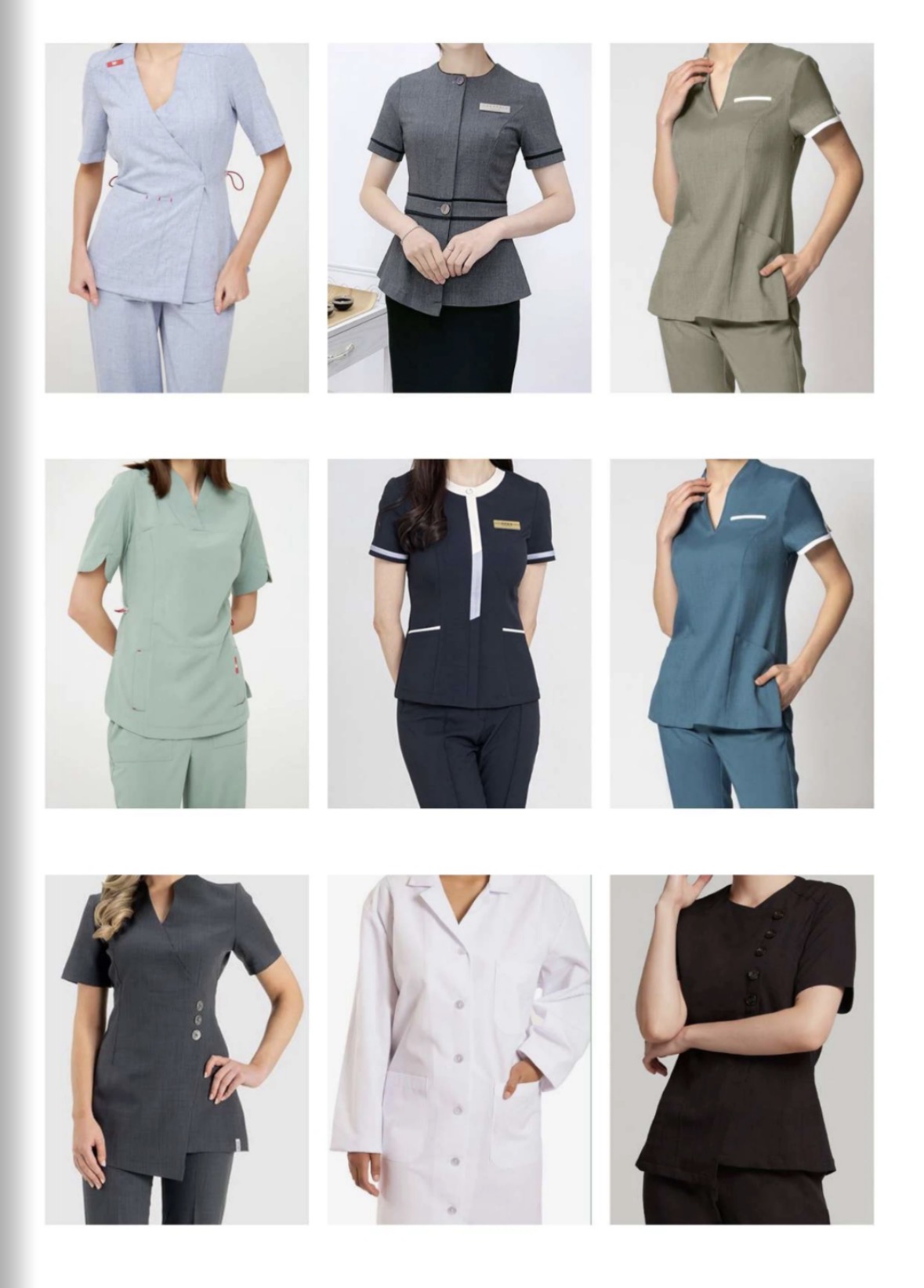 Range of medical, clinic and spa uniforms in various colours and styles